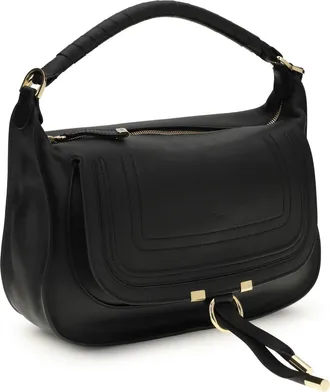 Chlo&eacute; Womens Marcie Small Shoulder Bag Black Calf Leather Bos Taurus