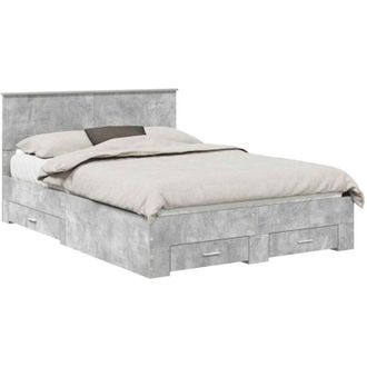 vidaXL Bed Frame Concrete Grey 150 x 200 cm Engineered Wood vidaXL