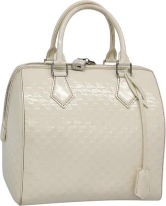 Louis Vuitton Speedy Cube Bag Damier Facette White Patent_Leather Bag (Pre-Owned)