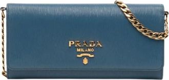 Prada Pre-owned Cross Body Bags, female, Blue, Size: ONE SIZE Pre-owned Wallet on Chain
