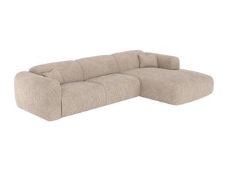 Vente-Unique Gran sof&aacute; cama rinconera de &aacute;ngulo derecho convertible express en pana beige POGNI