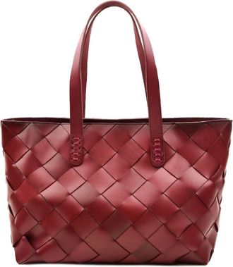 Dragon Diffusion Elegante Crossover Tas met Geweven Ontwerp - Dames - Shoppers - Rood - ONE Size - Leer - Tassen