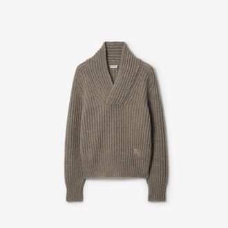 Burberry Shawl Collar Wool Sweater, Size: XXL