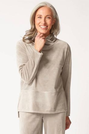 Habitat Velour Mock Neck Tunic In Latte