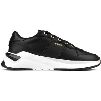 HUGO BOSS Womens Skylar Trainers - Black Leather - Size UK 5