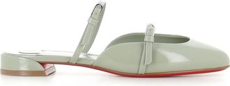 Christian Louboutin Patent Leather Sabot - Dames - Slip ons - Groen - 38 EU - Leer - Schoenen