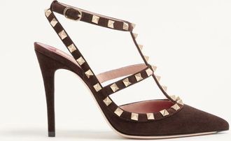 Valentino Garavani D&eacute;collet&eacute; Rockstud In Camoscio 100mm Donna EBANO 35.5
