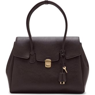 Mango Medium City Faux Leather Satchel in Chocolate at Nordstrom