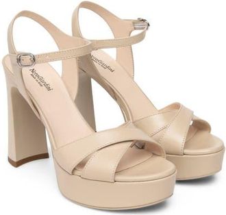 Nero Giardini Ankle Strap Platform Sandal in Latte at Nordstrom, Size 10Us