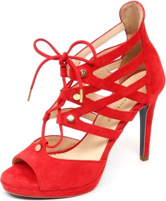 Trussardi Jeans Sandaal Schoen Made in Italy - Dames - Sandalen met hakken - Rood - 39 EU - Schoenen