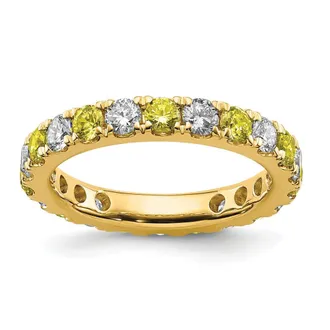 Diamond2Deal 14k Yellow Gold Lab Grown Diamond & Yellow SapphireEternity Wedding Band Ring 1.2Ct Clarity- VS Color- G-H