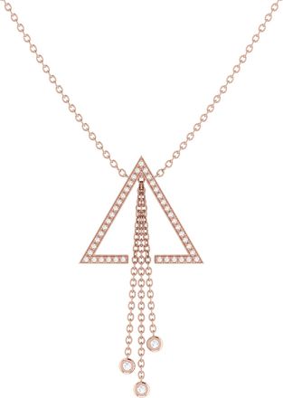 LuvMyJewelry Skyline Triangle Silver Diamond Lariat Necklace