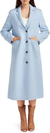 Belle & Bloom Tainted Love Wool Blend Longline Coat in Sky Blue at Nordstrom, Size X-Small