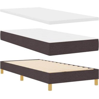 vidaXL Vidaxl - Cama Tipo Box Spring Marr&oacute;n Oscuro Y Blanco 90 X 200 Cm Tela