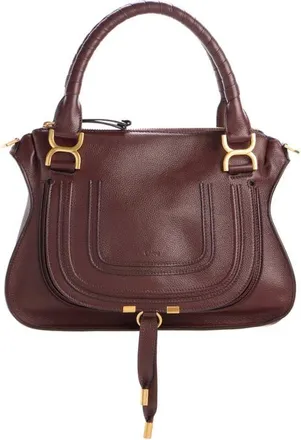 Chlo&eacute; Small Marcie Leather Satchel in Crafty Brown at Nordstrom