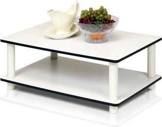 Furinno 11172 Just 2-Tier No Tools Coffee Table, White w/White Tube
