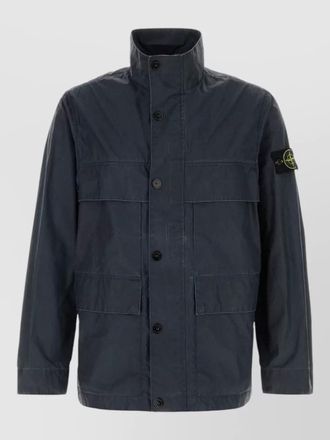 Stone Island polyester blend jacket high collar pockets