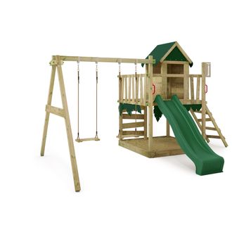 Fatmoose Parque Infantil De Madera Fatmoose Jazzyjungle Jam Con Columpio Y Tobogan En Verde