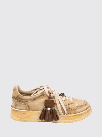 Autry Medalist Low Super Vintage Bicolour Leather Trainers with Worn Effect