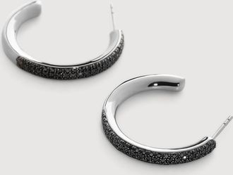 Monica Vinader Sterling Silver Fiji Pav&eacute; Diamond Large Hoop Earrings Black Diamond