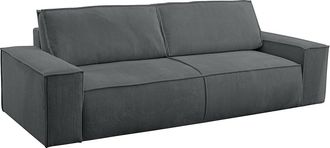 Vente-Unique Sof&aacute; cama de 4 plazas de pana gris antracita AMELIA