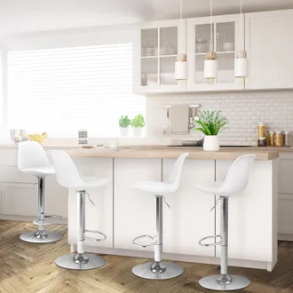 IDMarket Lote De 4 Taburetes De Bar De Dise&ntilde;o Karl Blancos