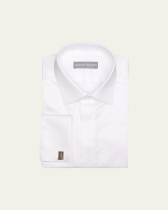 Bergdorf Goodman Mens Cotton Micro-Textured French Cuff Dress Shirt