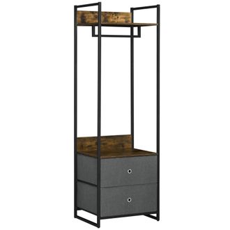 HOMCOM Clothes Rail - Metal Coat Stand - Garment Rack with 2 Fabric Storage Drawer | TJ Hughes