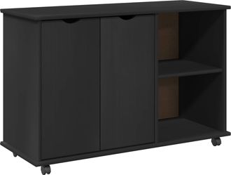 vidaXL Gabinete Rodante Negro 100 X 39 X 65,5 Cm Madera De Pino Macizo Vidaxl