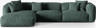 MICADONI Modulares 4-Sitzer Design Ecksofa Martina - Samtbezug Petrol