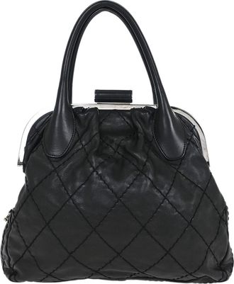 Chanel Expandable Zip Around Frame Bag Quilted Leather Black Leather Handbag (Pre-Owned)
