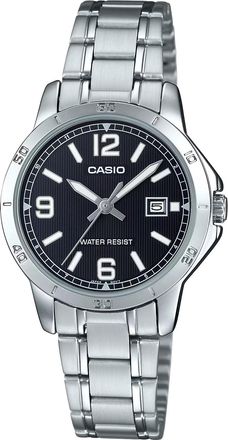Casio Womens Silver Stainless Steel Watch with Black Dial - LTP-V004D-1B2UDF
