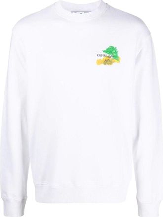 Off-white Brush Arrow Slim Crew Neck Sweatshirt White OMBA057S23FLE0010184