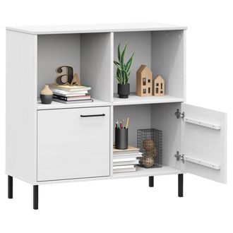 Berkfield Home Beautiful Bookcase with Metal Legs White 90x35x90.5 cm Solid Wood OSLO