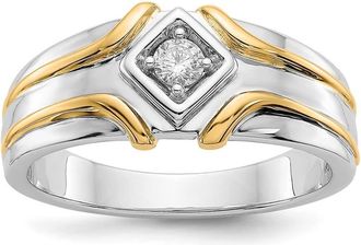 Diamond2Deal 14k Two-tone Lab Grown Diamond Wedding Band Ring 0.15Ct Clarity- VS Color- G-H