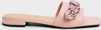 Charles & Keith Tayari Leather Printed-Strap Slide Sandals