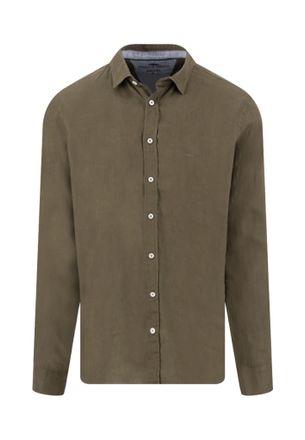Fynch-Hatton Leinenhemd FYNCH-HATTON, Herren, Gr. 4XL, N-Gr, schwarz khaki, Web, Obermaterial: 100% Leinen, unifarben, regular fit normal, Manschette, Hemden Leine
