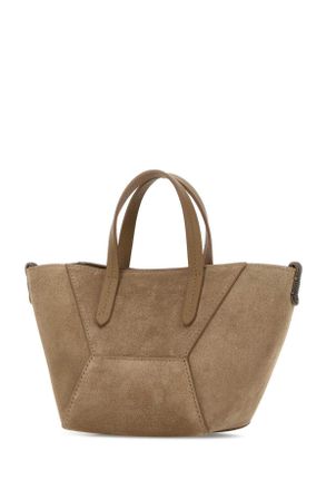 Brunello Cucinelli Womens Biscuit Suede Handbag C2767 Borse A Mano