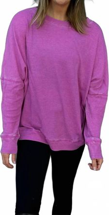 Mono B Waffle Ribbed Pullover In New Orchid
