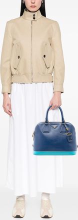 Prada Tweedekans Bicolor Saffiano Lux Promenade Dome Handtas