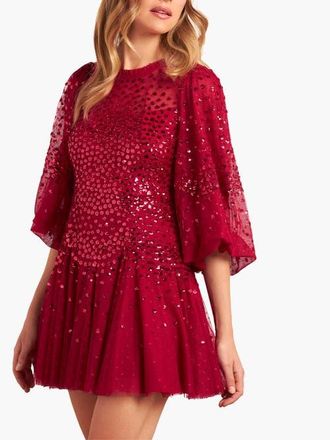 Needle & Thread Scallop Sequin Mini Dress in Red at Nordstrom, Size 10