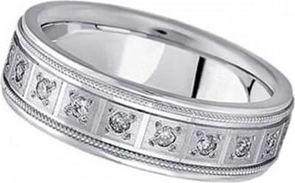 Allurez Pave-Set Diamond Wedding Band in Palladium for Men (0.40 ctw)