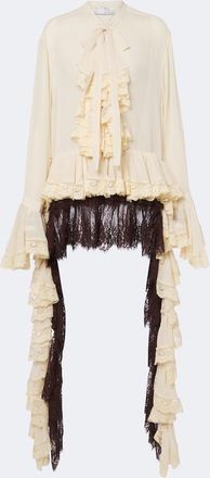 Xu Zhi Blusa de chif&oacute;n con volantes y encaje