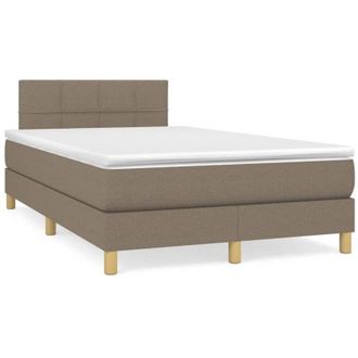 vidaXL Cama Box Spring Con Colch&oacute;n Y Led Tela Gris Taupe 120x190 Cm