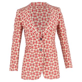 Gucci Gucci blazer met paardenbitprint en enkele rij knopen in veelkleurig katoen