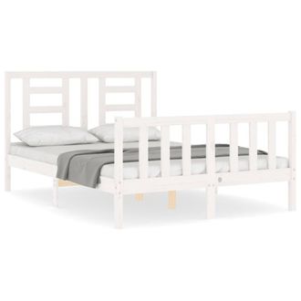 Berkfield Home Bed Frame with Headboard White 140x200 cm Solid Wood