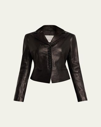 House of Dagmar Slim Lambskin Leather Blazer