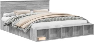 vidaXL Estructura De Cama Con Estante Manual Gris Sonoma 200 X 200 Cm Vidaxl