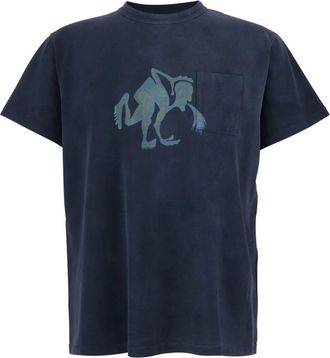 ERL Puke T-Shirt Knit - Heren - T-shirts - Blauw - L - Katoen - Tops