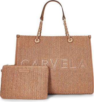 Carvela Womens Sorrento Raffia Tote Bag - Tan Fabric - One Size